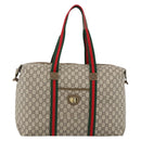 GUCCI GG Plus Supreme Web Sherry Line Tote Bag PVC Beige Red Green Auth ka2768-13