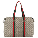 GUCCI GG Plus Supreme Web Sherry Line Tote Bag PVC Beige Red Green Auth ka2768-2