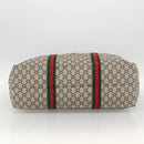 GUCCI GG Plus Supreme Web Sherry Line Tote Bag PVC Beige Red Green Auth ka2768-5