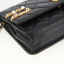 CHANEL Matelasse Chain Shoulder Bag Lamb Skin Black Gold CC Auth ka2771A-15