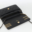 CHANEL Matelasse Chain Shoulder Bag Lamb Skin Black Gold CC Auth ka2771A-19