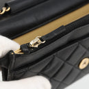 CHANEL Matelasse Chain Shoulder Bag Lamb Skin Black Gold CC Auth ka2771A-23