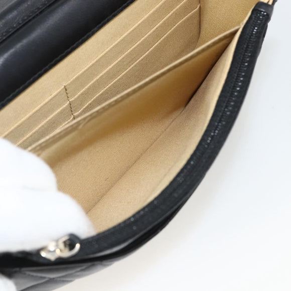 CHANEL Matelasse Chain Shoulder Bag Lamb Skin Black Gold CC Auth ka2771A