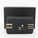 CHANEL Matelasse Chain Shoulder Bag Lamb Skin Black Gold CC Auth ka2771A-12
