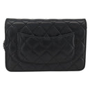 CHANEL Matelasse Chain Shoulder Bag Lamb Skin Black Gold CC Auth ka2771A-2