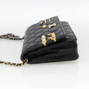 CHANEL Matelasse Chain Shoulder Bag Lamb Skin Black Gold CC Auth ka2771A-3
