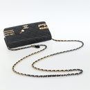 CHANEL Matelasse Chain Shoulder Bag Lamb Skin Black Gold CC Auth ka2771A-7