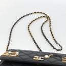 CHANEL Matelasse Chain Shoulder Bag Lamb Skin Black Gold CC Auth ka2771A-14