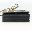 CHANEL Matelasse Chain Shoulder Bag Lamb Skin Black Gold CC Auth ka2771A-5