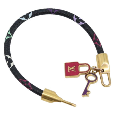 LOUIS VUITTON Multicolor Bra Rubbed Lach It Bracelet Black M6603F Auth ka2772M