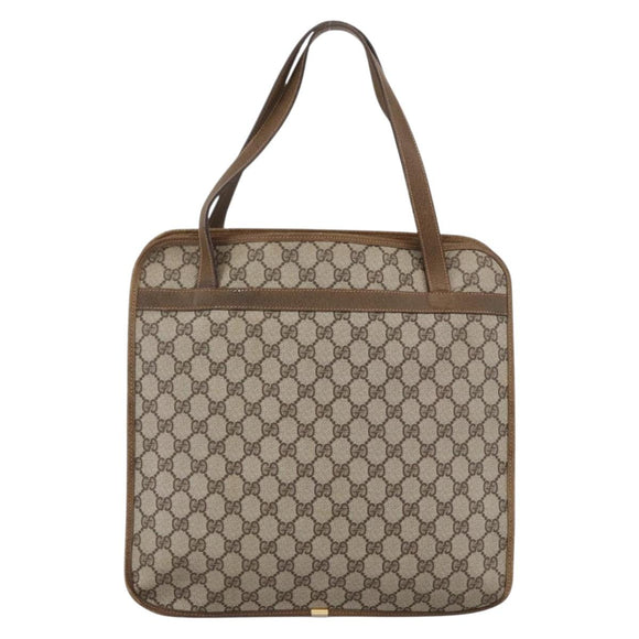GUCCI GG Supreme Tote Bag PVC Beige Gold Auth ka2776
