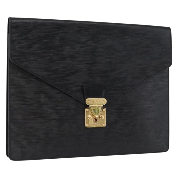 LOUIS VUITTON Epi Porte Documents・Senatur Briefcase Black M54452 Auth ka2779