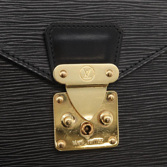 LOUIS VUITTON Epi Porte Documents・Senatur Briefcase Black M54452 Auth ka2779