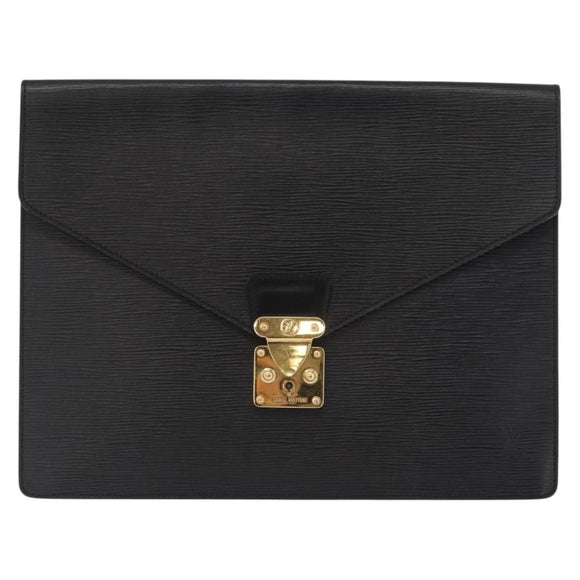 LOUIS VUITTON Epi Porte Documents・Senatur Briefcase Black M54452 Auth ka2779