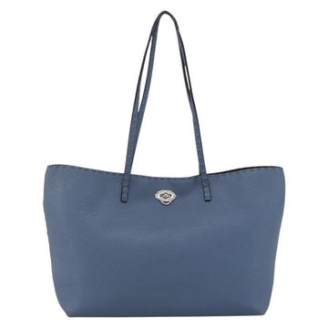 FENDI Celeria Tote Bag Leather Light Blue Silver Auth ka2780 - 0