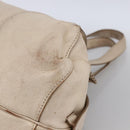 CELINE Boston Bag Leather White Silver Auth ka2783-14