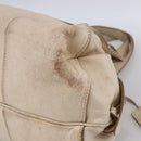 CELINE Boston Bag Leather White Silver Auth ka2783-9