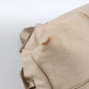 CELINE Boston Bag Leather White Silver Auth ka2783-16