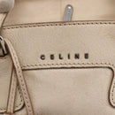 CELINE Boston Bag Leather White Silver Auth ka2783-17