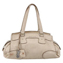 CELINE Boston Bag Leather White Silver Auth ka2783-13