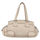 CELINE Boston Bag Leather White Silver Auth ka2783-2