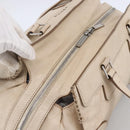 CELINE Boston Bag Leather White Silver Auth ka2783-6