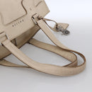 CELINE Boston Bag Leather White Silver Auth ka2783-7