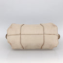 CELINE Boston Bag Leather White Silver Auth ka2783-5