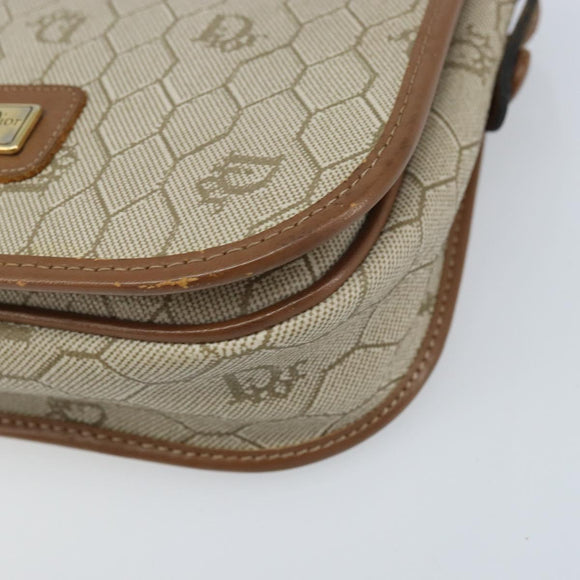 Christian Dior Honeycomb Canvas Shoulder Bag PVC Beige Gold Auth ka2785