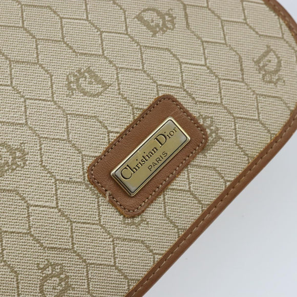 Christian Dior Honeycomb Canvas Shoulder Bag PVC Beige Gold Auth ka2785