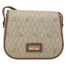 Christian Dior Honeycomb Canvas Shoulder Bag PVC Beige Gold Auth ka2785-2
