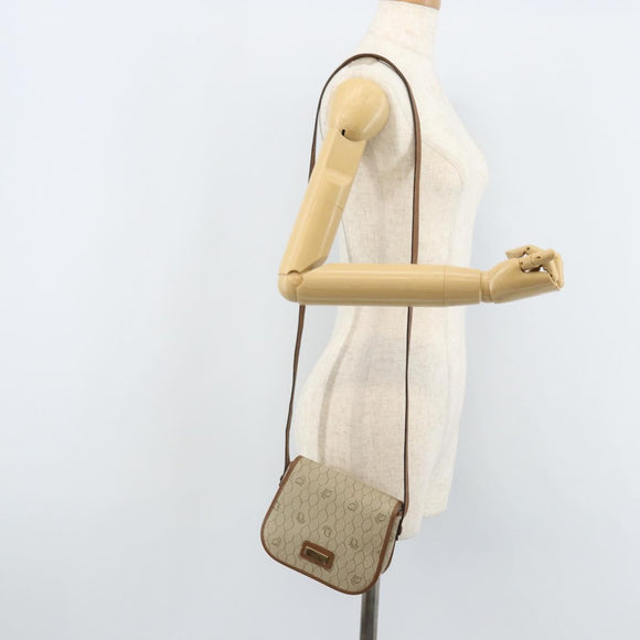 Christian Dior Honeycomb Canvas Shoulder Bag PVC Beige Gold Auth ka2785