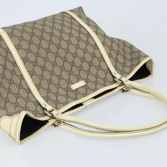 GUCCI GG Supreme Tote Bag PVC Beige Gold 197953 Auth ka2787