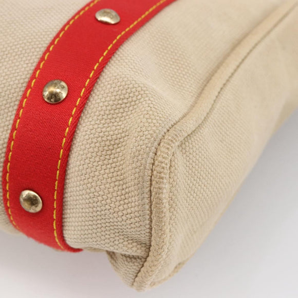 LOUIS VUITTON Antigua Cabas MM Tote Bag Canvas Beige Red M40035 LV Auth ka2790