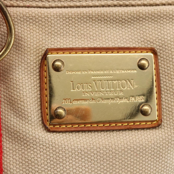 LOUIS VUITTON Antigua Cabas MM Tote Bag Canvas Beige Red M40035 LV Auth ka2790