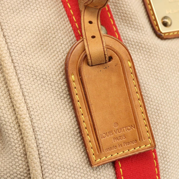 LOUIS VUITTON Antigua Cabas MM Tote Bag Canvas Beige Red M40035 LV Auth ka2790