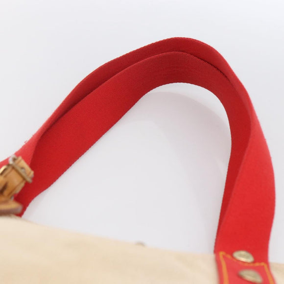 LOUIS VUITTON Antigua Cabas MM Tote Bag Canvas Beige Red M40035 LV Auth ka2790