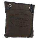PRADA Shoulder Bag Canvas Brown Silver Auth ka2796-1