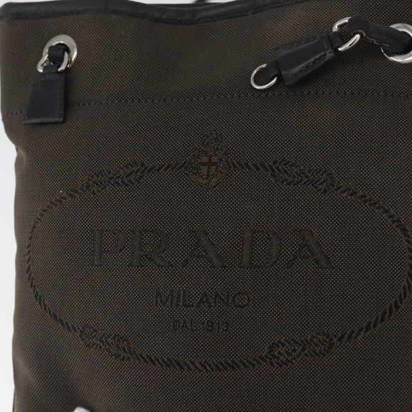 PRADA Shoulder Bag Canvas Brown Silver Auth ka2796