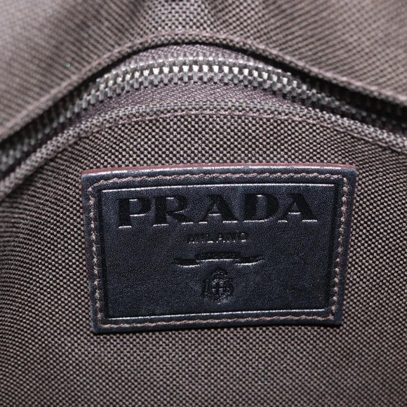 PRADA Shoulder Bag Canvas Brown Silver Auth ka2796