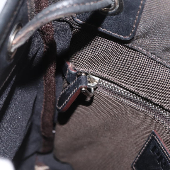 PRADA Shoulder Bag Canvas Brown Silver Auth ka2796