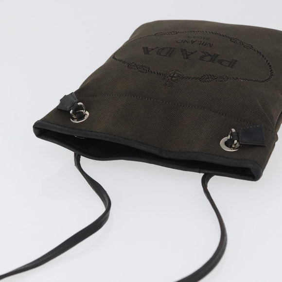 PRADA Shoulder Bag Canvas Brown Silver Auth ka2796