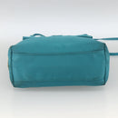 PRADA Ribbon Hand Bag Nylon 2way Light Blue Gold Auth ka2797-11