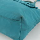 PRADA Ribbon Hand Bag Nylon 2way Light Blue Gold Auth ka2797-12