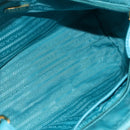 PRADA Ribbon Hand Bag Nylon 2way Light Blue Gold Auth ka2797-19