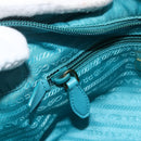 PRADA Ribbon Hand Bag Nylon 2way Light Blue Gold Auth ka2797-22