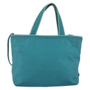 PRADA Ribbon Hand Bag Nylon 2way Light Blue Gold Auth ka2797-3
