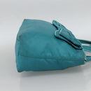 PRADA Ribbon Hand Bag Nylon 2way Light Blue Gold Auth ka2797-5