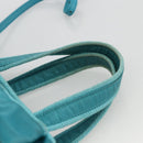 PRADA Ribbon Hand Bag Nylon 2way Light Blue Gold Auth ka2797-8