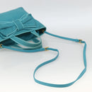PRADA Ribbon Hand Bag Nylon 2way Light Blue Gold Auth ka2797-9